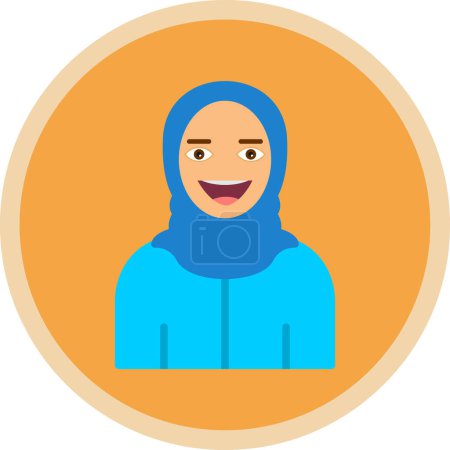 Téléchargez les illustrations : Femme musulmane avec icône écharpe, avatar, illustration vectorielle - en licence libre de droit