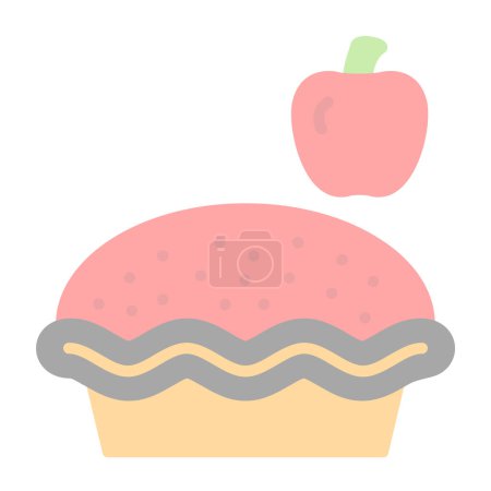 Téléchargez les illustrations : Tarte aux pommes icône linéaire illustration de conception simple - en licence libre de droit