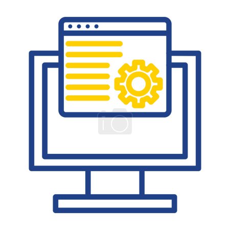 Photo for Maintenance flat icon with computer monitor and cogwheel, vector illustration - Royalty Free Image