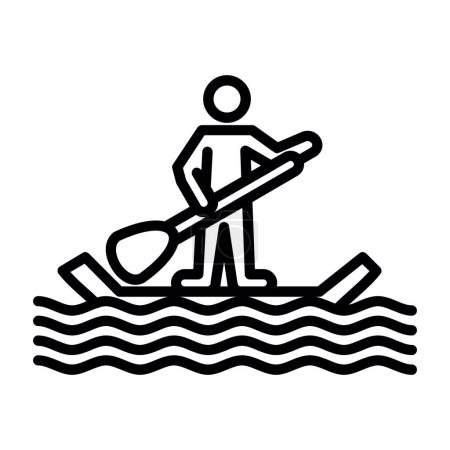 Téléchargez les illustrations : Paddle icône de surf illustration de conception simple isolé sur blanc - en licence libre de droit