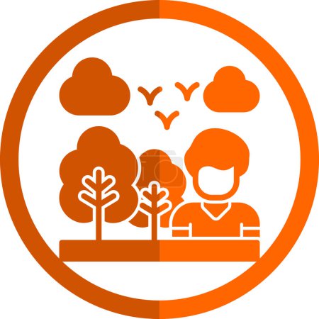 Illustration for Vector icon of Adventurer with trees - Royalty Free Image