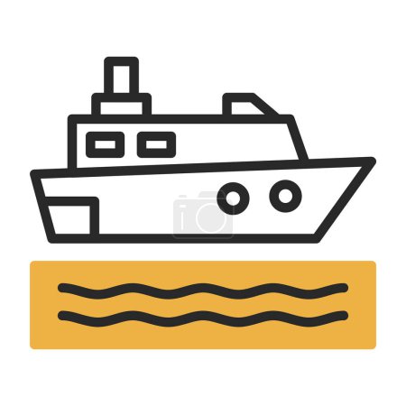 Téléchargez les illustrations : Illustration vectorielle de bateau de croisière arrière-plan simple - en licence libre de droit