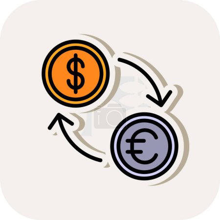 Ilustración de Icono de cambio de divisas, ilustración vectorial diseño simple aislado en blanco - Imagen libre de derechos