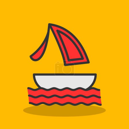 Téléchargez les illustrations : Image vectorielle de l'icône du bateau de surf - en licence libre de droit