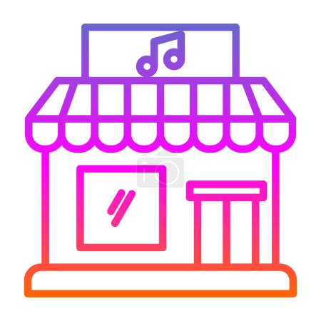 Ilustración de Icono de edificio de tienda de música, diseño de ilustración vectorial - Imagen libre de derechos