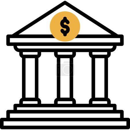 Ilustración de Icono del vector del edificio del banco. estilo es símbolo plano - Imagen libre de derechos