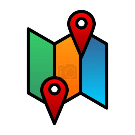 Ilustración de Mapa pin ubicación icono en estilo plano - Imagen libre de derechos