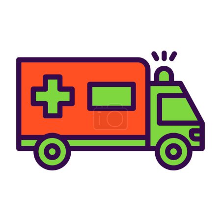 Téléchargez les illustrations : Illustration simple d'icône d'ambulance plate - en licence libre de droit