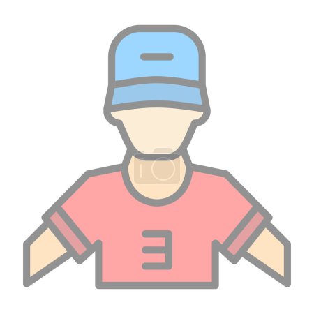 Téléchargez les illustrations : Icône joueur de baseball, illustration vectorielle - en licence libre de droit