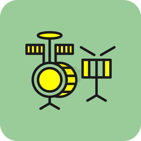 Téléchargez les illustrations : Tambours Icône de musique, illustration vectorielle - en licence libre de droit