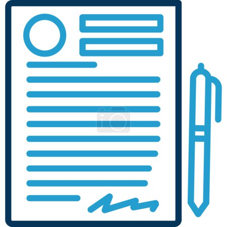 Ilustración de Contrato y lápiz icono plano, ilustración vectorial - Imagen libre de derechos