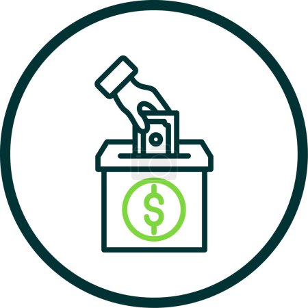 Illustration for Hand Putting cash in box vector flat icon - Royalty Free Image