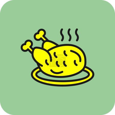 Téléchargez les illustrations : Icône de poulet frit, illustration vectorielle design simple - en licence libre de droit
