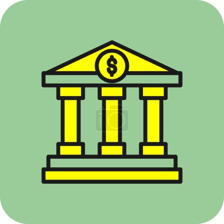 Téléchargez les illustrations : Icône du bâtiment bancaire, illustration vectorielle simple - en licence libre de droit