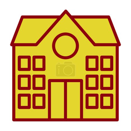 Téléchargez les illustrations : Illustration vectorielle d'icône de bâtiment scolaire - en licence libre de droit