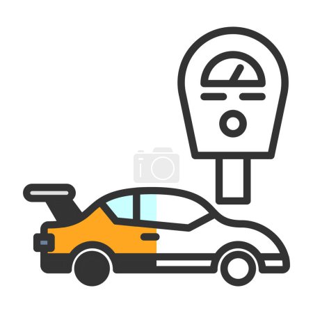 Illustration for Parking meter with car icon vector illustration - Royalty Free Image