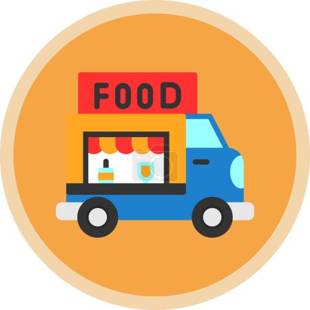 Ilustración de Vector ilustración plana del icono de camión de alimentos - Imagen libre de derechos