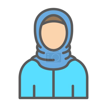 Téléchargez les illustrations : Femme musulmane avec icône écharpe, avatar, illustration vectorielle - en licence libre de droit