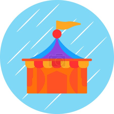 Téléchargez les illustrations : Icône de tente de cirque dessin simple illustration fond - en licence libre de droit
