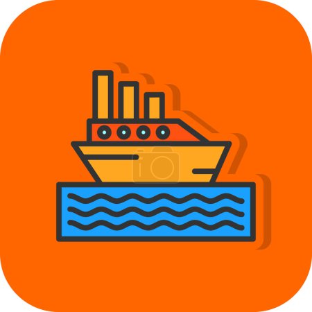 Téléchargez les illustrations : Ferryboat icône colorée, illustration vectorielle conception simple - en licence libre de droit