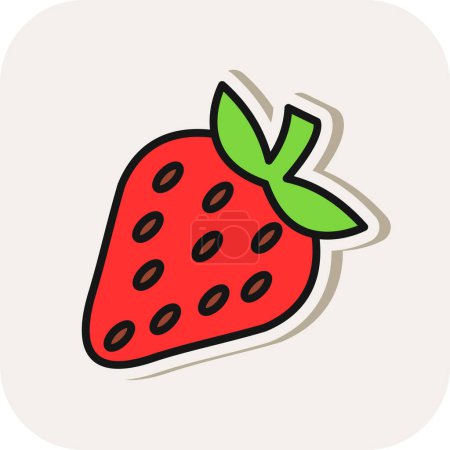 Téléchargez les illustrations : Icône fraise, illustration vectorielle design simple - en licence libre de droit