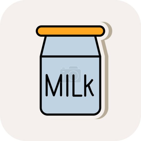 Téléchargez les illustrations : Icône plate de lait, illustration vectorielle - en licence libre de droit