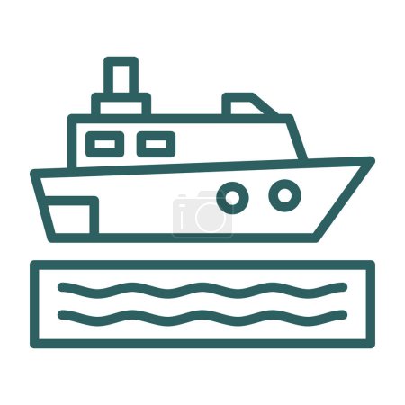 Téléchargez les illustrations : Icône de bateau de croisière illustration vectorielle dessin simple - en licence libre de droit