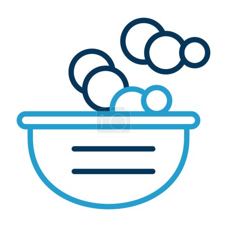 Illustration for Bowl of liquid with soap foam icon in outline style - Royalty Free Image