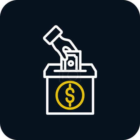 Illustration for Hand Putting cash in box vector flat icon - Royalty Free Image