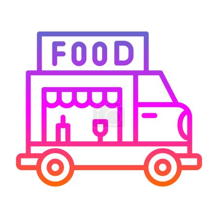 Téléchargez les illustrations : Vecteur conception plate de camion alimentaire icône - en licence libre de droit
