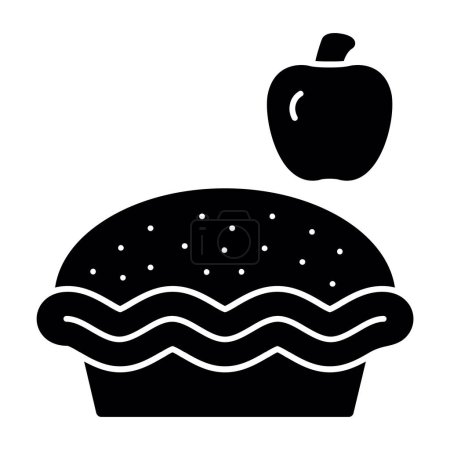 Téléchargez les illustrations : Tarte aux pommes icône graphique illustration de conception simple - en licence libre de droit