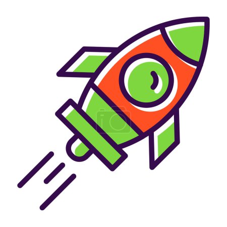 Téléchargez les illustrations : Icône de fusée, illustration vectorielle design simple - en licence libre de droit