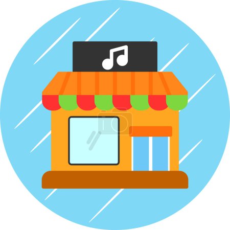Téléchargez les illustrations : Icône de bâtiment de magasin de musique, illustration vectorielle design - en licence libre de droit