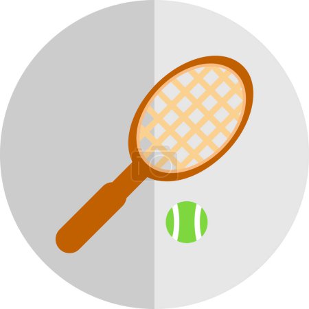 Téléchargez les illustrations : Raquette de tennis icône. design plat - en licence libre de droit