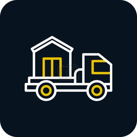 Téléchargez les illustrations : Camion de livraison avec icône de la maison, illustration vectorielle - en licence libre de droit