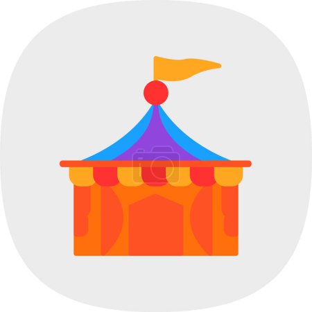Téléchargez les illustrations : Icône de tente de cirque dessin simple illustration fond - en licence libre de droit