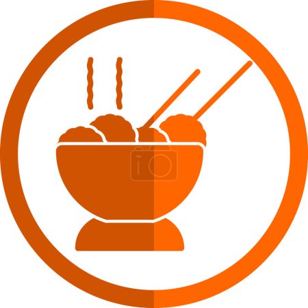 Téléchargez les illustrations : Illustration vectorielle, icône de boulettes de viande dans un bol - en licence libre de droit
