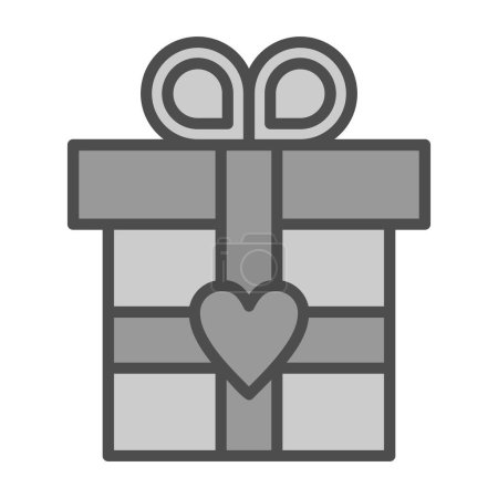 Téléchargez les illustrations : Coffret cadeau avec ruban et icône web coeur, illustration icône - en licence libre de droit