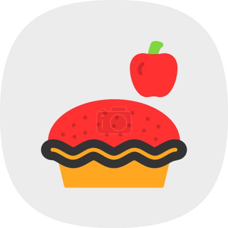Téléchargez les illustrations : Tarte aux pommes icône web illustration de conception simple - en licence libre de droit