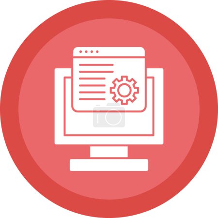 Photo for Maintenance flat icon with computer monitor and cogwheel, vector illustration - Royalty Free Image