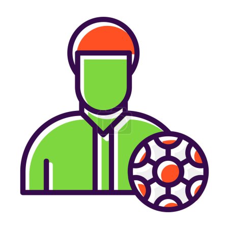 Ilustración de Hombre con un icono de la bola, estilo simple - Imagen libre de derechos
