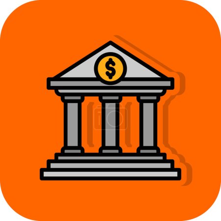 Téléchargez les illustrations : Bâtiment bancaire icône vectorielle. style est symbole plat - en licence libre de droit