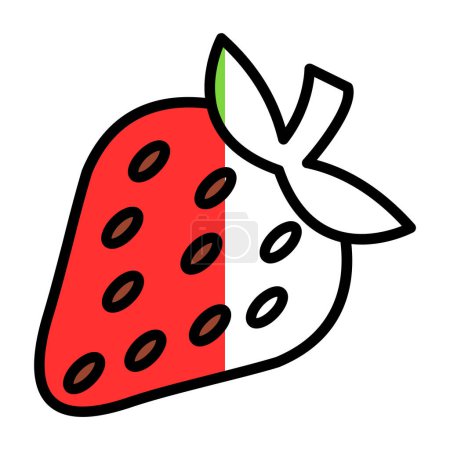 Téléchargez les illustrations : Icône fraise, illustration vectorielle design simple - en licence libre de droit
