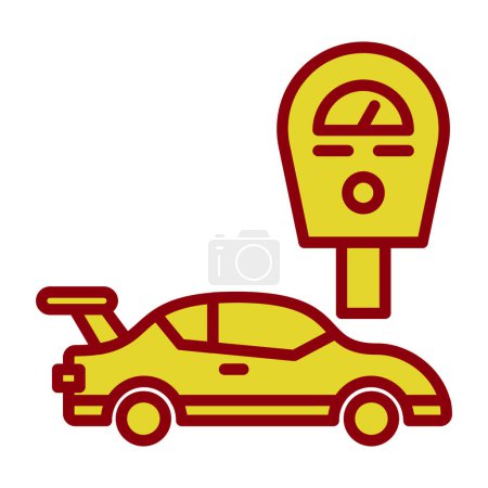 Téléchargez les illustrations : Compteur de stationnement avec icône de voiture illustration vectorielle - en licence libre de droit