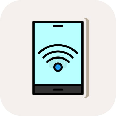 Ilustración de PC tableta con símbolo wifi, ilustración vectorial, icono inalámbrico - Imagen libre de derechos