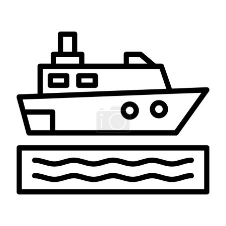 Téléchargez les illustrations : Illustration vectorielle de bateau de croisière arrière et blanc design simple - en licence libre de droit