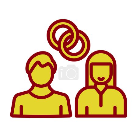 Illustration for Man and woman with rings, Marriage flat vector icons - Royalty Free Image