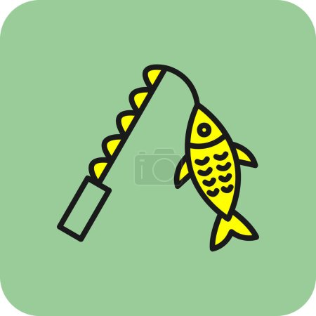 Ilustración de Icono de pesca vector esquema ilustración - Imagen libre de derechos