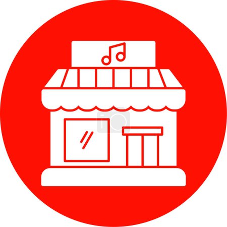 Téléchargez les illustrations : Icône de bâtiment de magasin de musique, illustration vectorielle design - en licence libre de droit