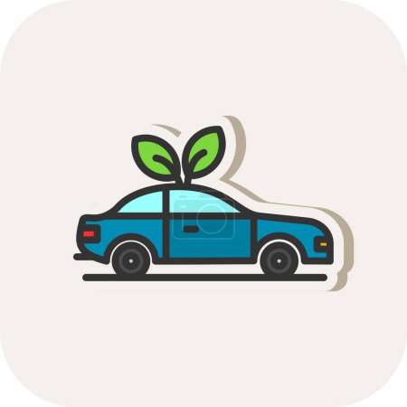 Téléchargez les illustrations : Icône de voiture écologique, illustration vectorielle design simple - en licence libre de droit
